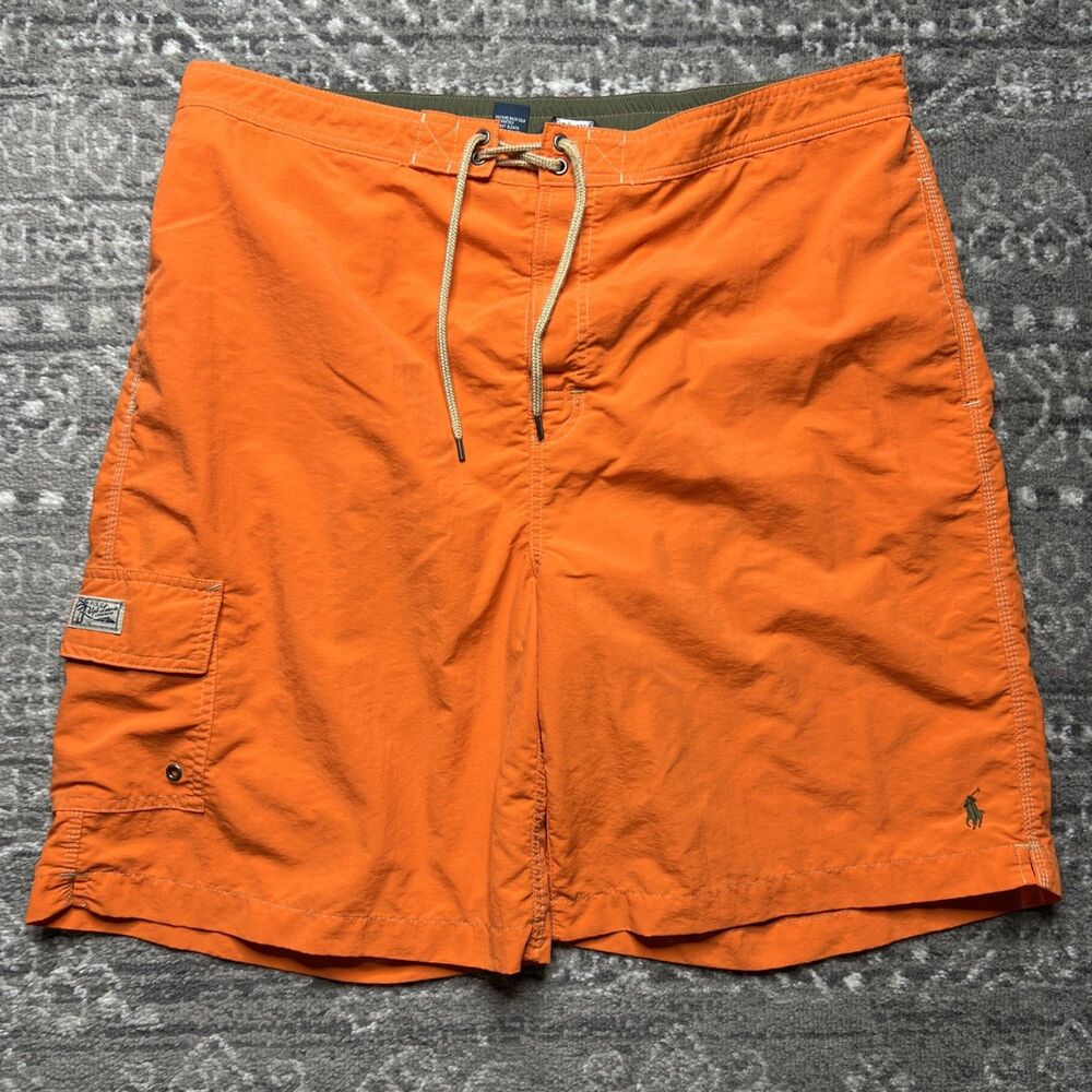 Polo Ralph Lauren Swim Trunks Mens XXL 2XL Orange Cargo Board Shorts Pony